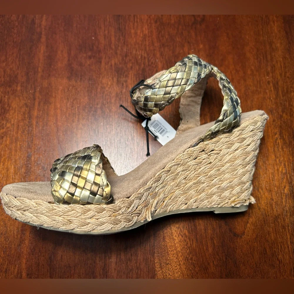 GAP Gold Braided Wedge Sandals